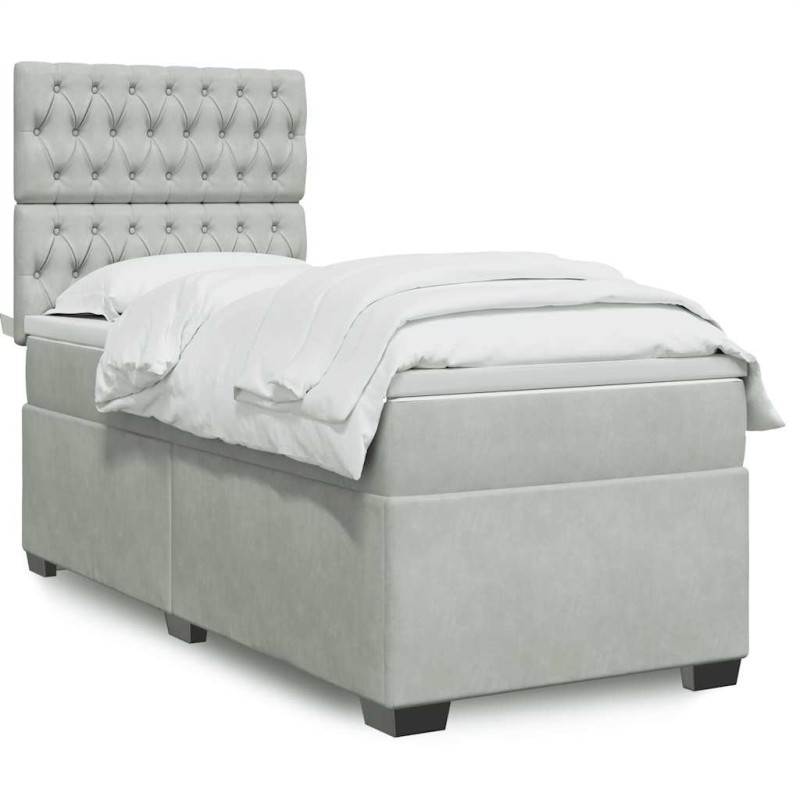 Sommier à lattes de lit et matelas Gris clair 80x200 cm Velours 