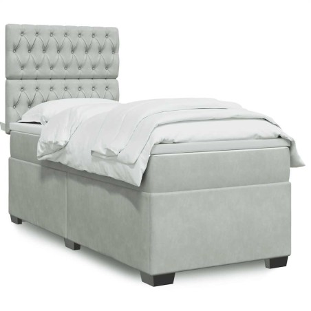 Sommier à lattes de lit et matelas Gris clair 80x200 cm Velours 