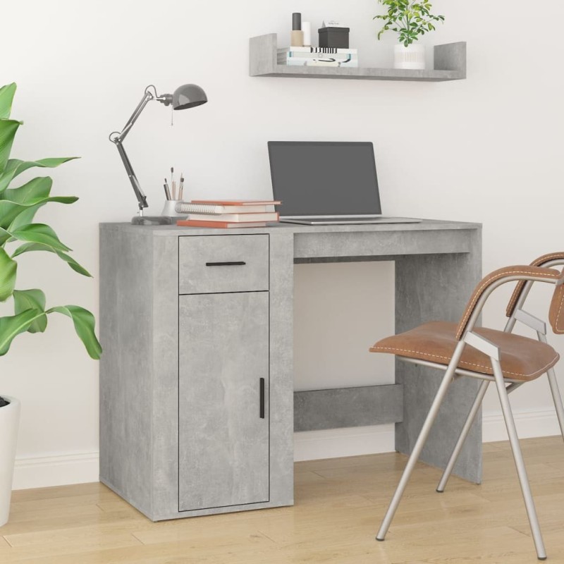 Bureau Gris béton 100x49x75 cm Bois d'ingénierie Bureau Gris béton 100x49x75 cm Bois d'ingénierie