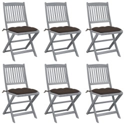 Chaises pliables d'extérieur lot de 6 et coussins Bois d'acacia 
