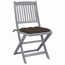 Chaises pliables d'extérieur lot de 6 et coussins Bois d'acacia 