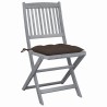 Chaises pliables d'extérieur lot de 6 et coussins Bois d'acacia 