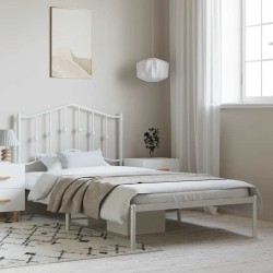 Cadre de lit métal sans matelas avec tête de lit noir 135x190cm 