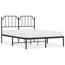 Cadre de lit métal sans matelas avec tête de lit noir 135x190cm 