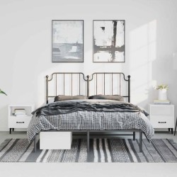 Cadre de lit métal sans matelas avec tête de lit noir 135x190cm 