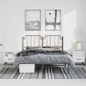 Cadre de lit métal sans matelas avec tête de lit noir 135x190cm 