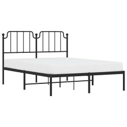 Cadre de lit métal sans matelas avec tête de lit noir 135x190cm 