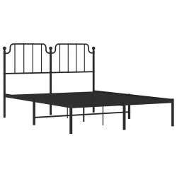 Cadre de lit métal sans matelas avec tête de lit noir 135x190cm 