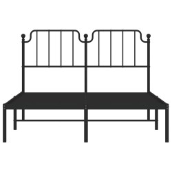 Cadre de lit métal sans matelas avec tête de lit noir 135x190cm 