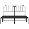 Cadre de lit métal sans matelas avec tête de lit noir 135x190cm 