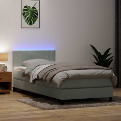 Sommier à lattes de lit et matelas gris clair 80x210 cm velours 
