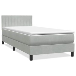 Sommier à lattes de lit et matelas gris clair 80x210 cm velours 