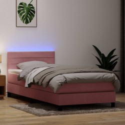 Sommier à lattes de lit avec matelas rose 90x210 cm velours 