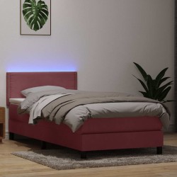 Sommier à lattes de lit avec matelas rose 90x210 cm velours 