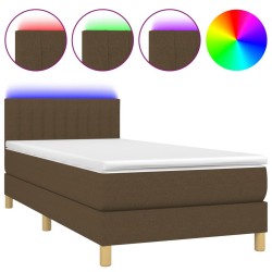 Sommier à lattes de lit et matelas et LED Marron foncé 90x190cm 