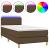 Sommier à lattes de lit et matelas et LED Marron foncé 90x190cm 