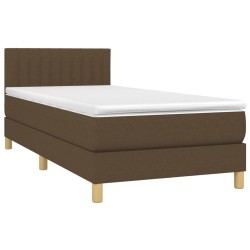 Sommier à lattes de lit et matelas et LED Marron foncé 90x190cm 