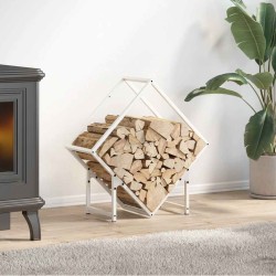 Portant de bois chauffage blanc 60x25x60 cm 