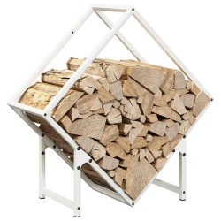Portant de bois chauffage blanc 60x25x60 cm 