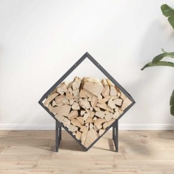 Portant de bois chauffage anthracite 60x25x60 cm 