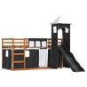 Lit superposé sans matelas avec toboggan blanc noir 90x190 cm 