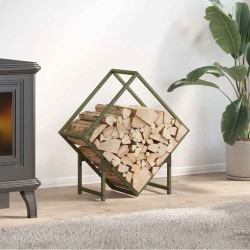Portant de bois chauffage vert olive 60x25x60 cm 