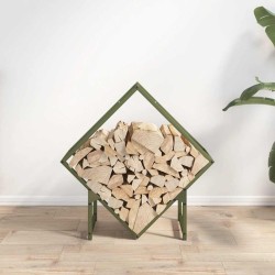 Portant de bois chauffage vert olive 60x25x60 cm 