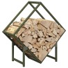 Portant de bois chauffage vert olive 60x25x60 cm 