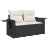 Salon de jardin 8 pcs avec coussins noir résine tressée 