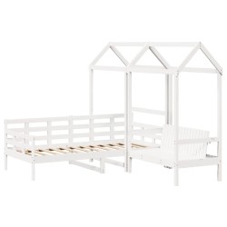 Ensemble de lit de jour et de banc avec toit sans matelas blanc 
