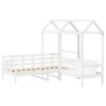 Ensemble de lit de jour et de banc avec toit sans matelas blanc 