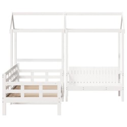 Ensemble de lit de jour et de banc avec toit sans matelas blanc 