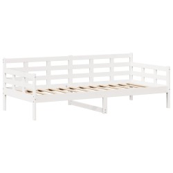 Ensemble de lit de jour et de banc avec toit sans matelas blanc 