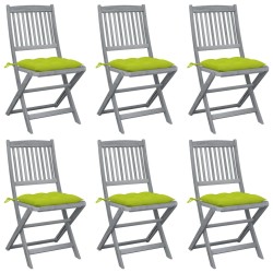 Chaises pliables d'extérieur lot de 6 et coussins Bois d'acacia 