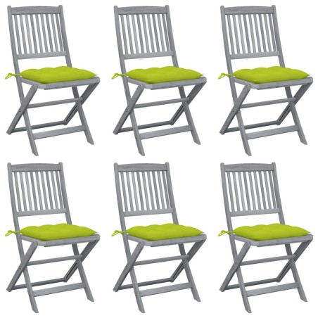 Chaises pliables d'extérieur lot de 6 et coussins Bois d'acacia 