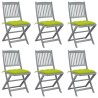 Chaises pliables d'extérieur lot de 6 et coussins Bois d'acacia 