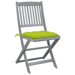 Chaises pliables d'extérieur lot de 6 et coussins Bois d'acacia 