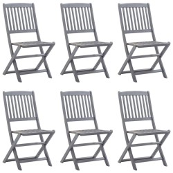 Chaises pliables d'extérieur lot de 6 et coussins Bois d'acacia 