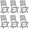 Chaises pliables d'extérieur lot de 6 et coussins Bois d'acacia 