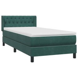 Sommier à lattes de lit et matelas vert foncé 90x210 cm velours 
