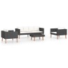 Salon de jardin 4 pcs avec coussins Résine tressée Noir 