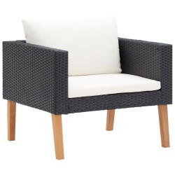 Salon de jardin 4 pcs avec coussins Résine tressée Noir 