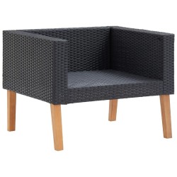 Salon de jardin 4 pcs avec coussins Résine tressée Noir 