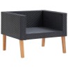 Salon de jardin 4 pcs avec coussins Résine tressée Noir 