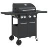 Barbecue gril à gaz avec 4 brûleurs noir acier enduit de poudre 