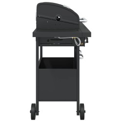 Barbecue gril à gaz avec 4 brûleurs noir acier enduit de poudre 