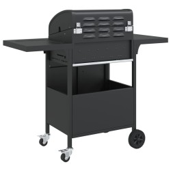 Barbecue gril à gaz avec 4 brûleurs noir acier enduit de poudre 