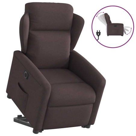Fauteuil inclinable électrique marron foncé tissu 
