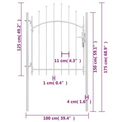 Portail de jardin Acier 1 x 1,75 m Blanc 