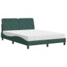 Lit avec matelas vert foncé 140x190 cm velours 